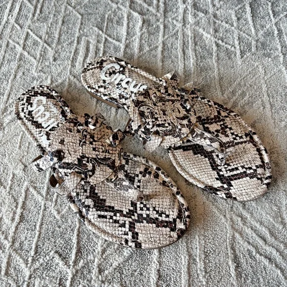 Sam Edelman Circus Cherri Snakeskin Slide Sandals Size 8.5 - Picture 1 of 7